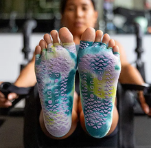 Cargar imagen en el visor de la galería, Pointe Studio Grip Toeless Mini Crew Teal Swirl S/M