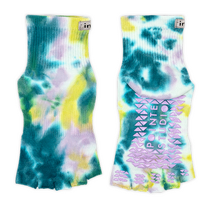 Pointe Studio Grip Toeless Mini Crew Teal Swirl S/M