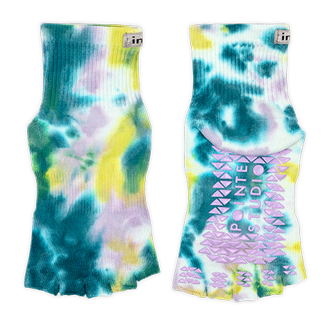 Pointe Studio Grip Toeless Mini Crew Teal Swirl S/M